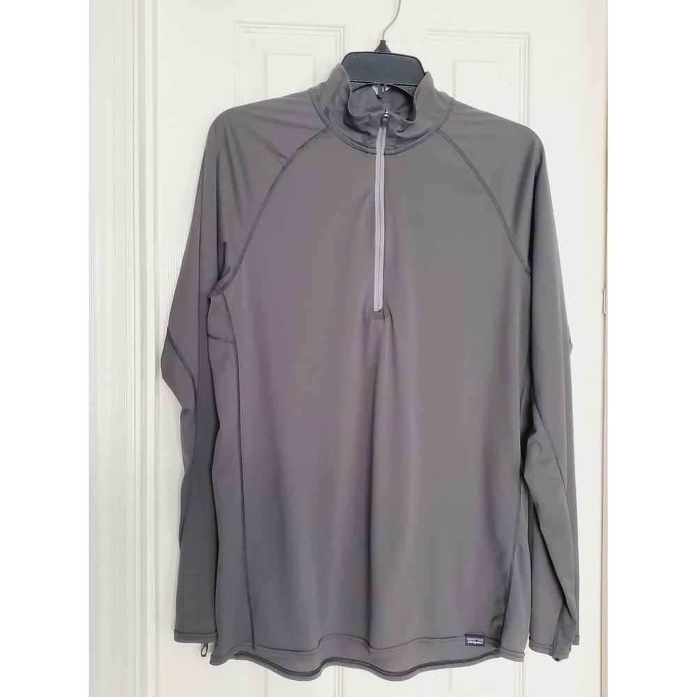 Patagonia‎ Capilene Lightweight Baselayer Gray Quarter Zip Pullover Hiking Large